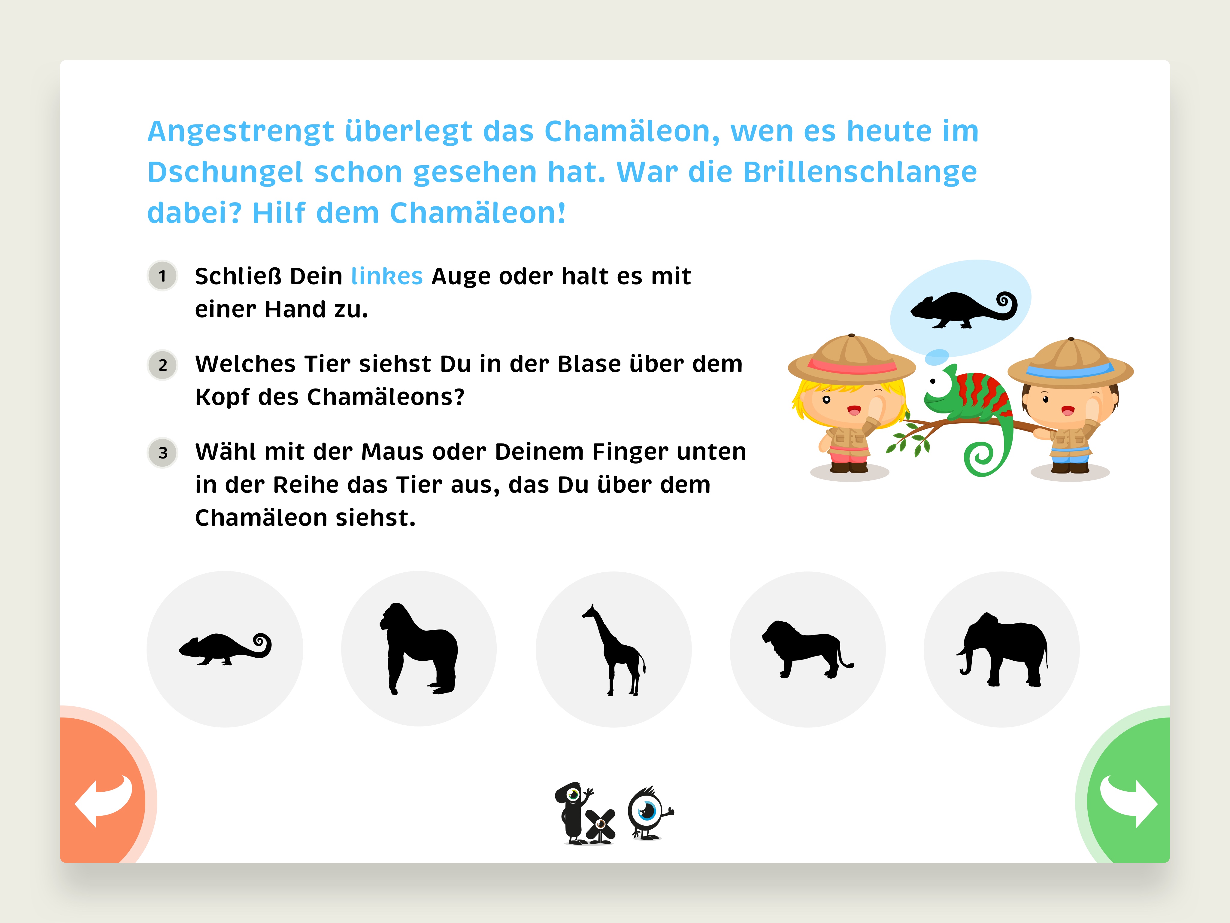Im Kindersehtest müssen beispielsweise online Tiersymbole erkannt werden. 